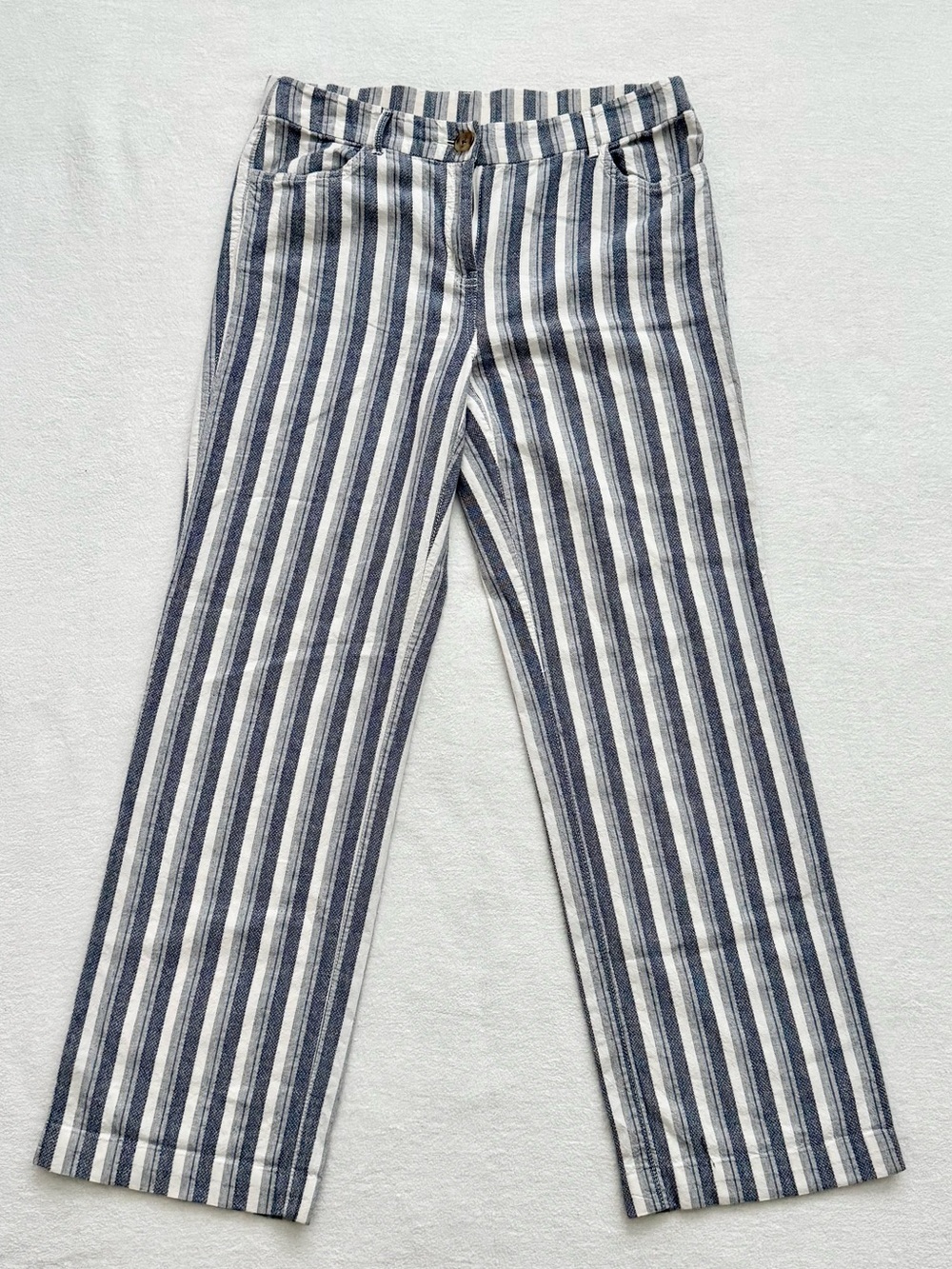 Chico's Striped 100% Cotton Pants Size 00R (32” Waist) Summer Coastal Vacation